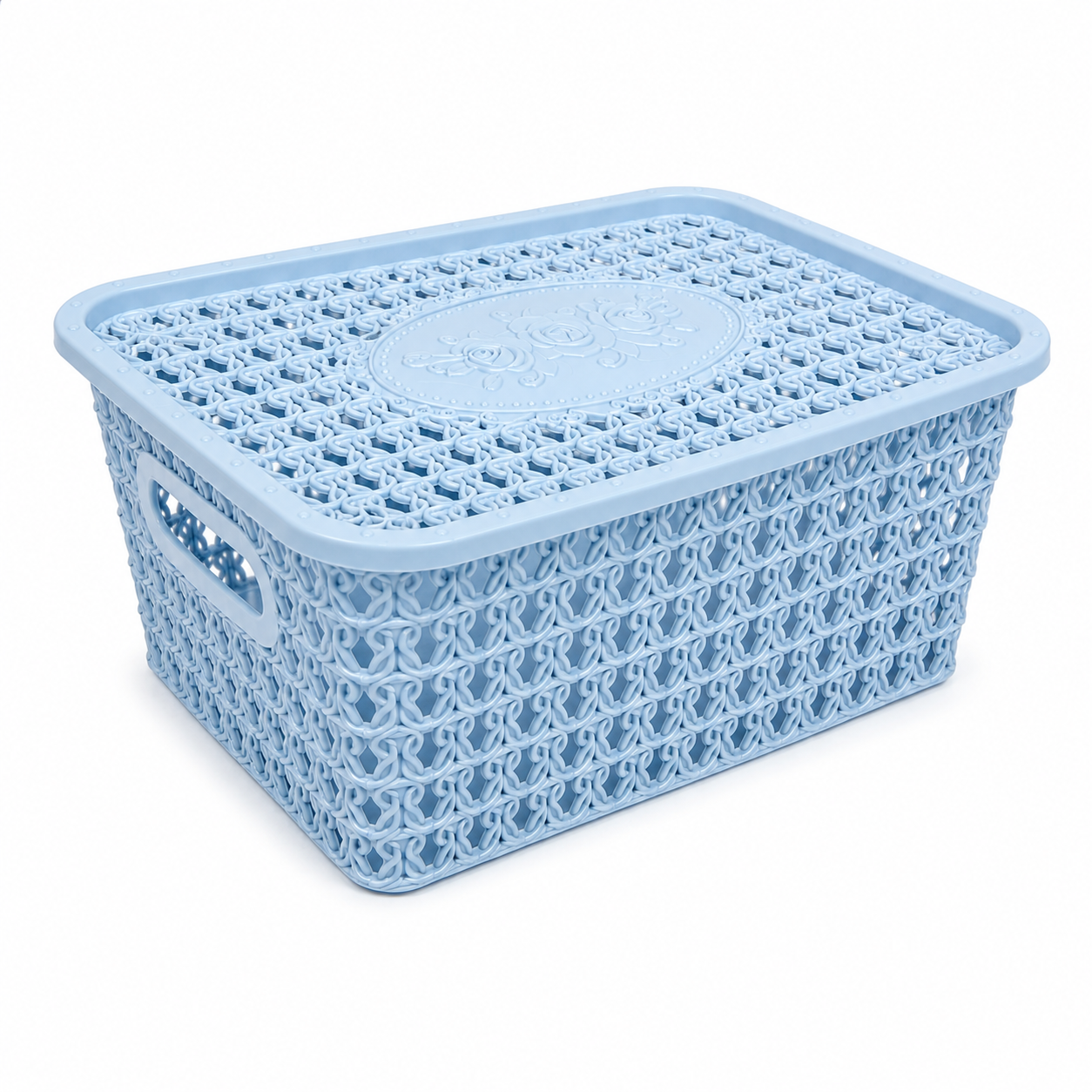 Caja plástica c/tapa trenzada