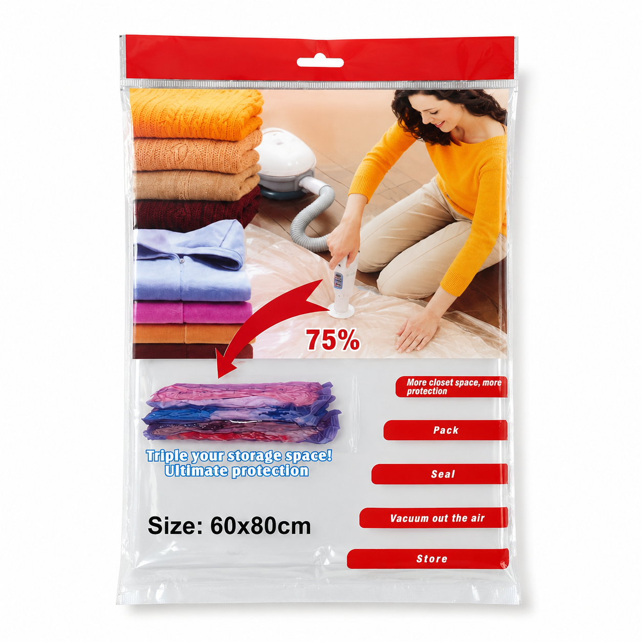 Bolsa p/ almacenar ropa al vacío