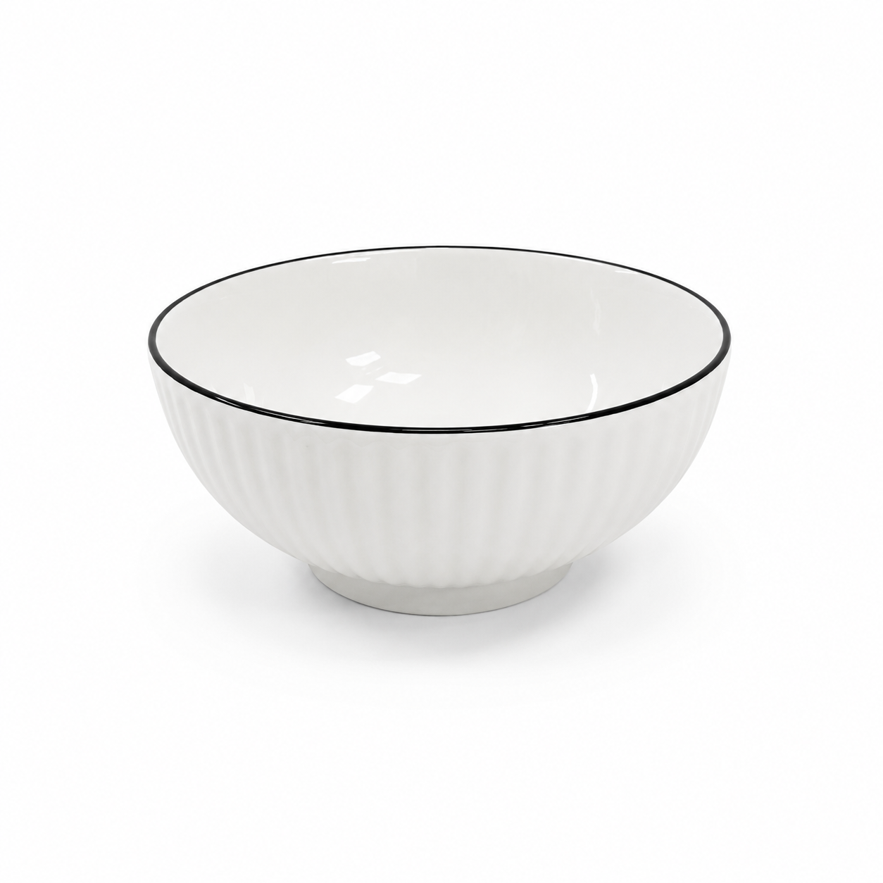 Bowl cerámica ranurado borde negro