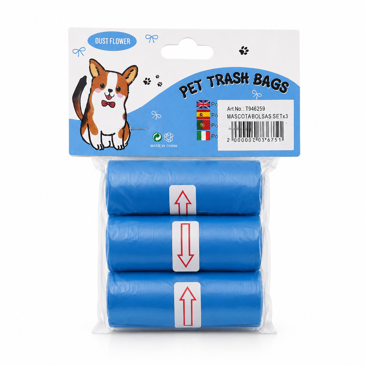 Mascota bolsas set x3